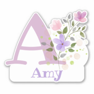 Name Amy and Initial mit Blumendesign Aufkleber