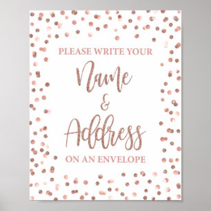 Name and Address on an Envelope Sign Rose Gold Poster