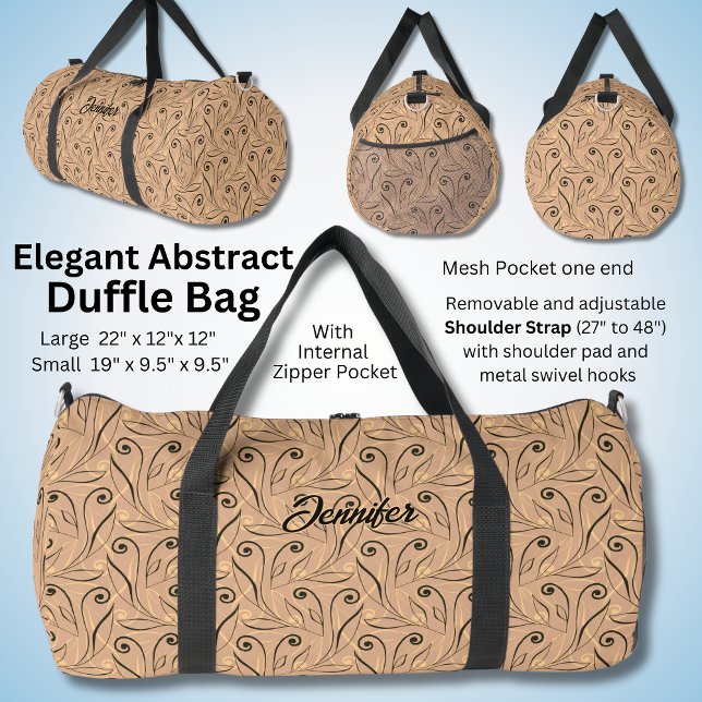 Name ändern, Beige Brown Moderne Abstrakt Duffle Bag (Von Creator hochgeladen)