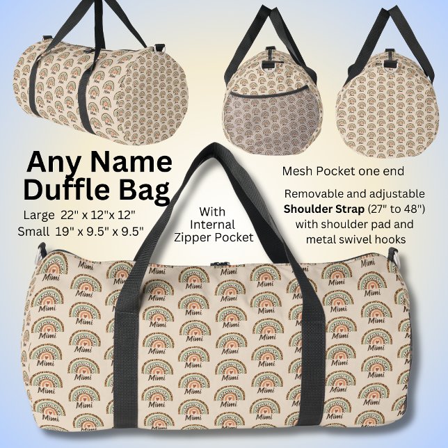 Name ändern, Leopard Spots Print Boho Regenbogen Duffle Bag (Von Creator hochgeladen)