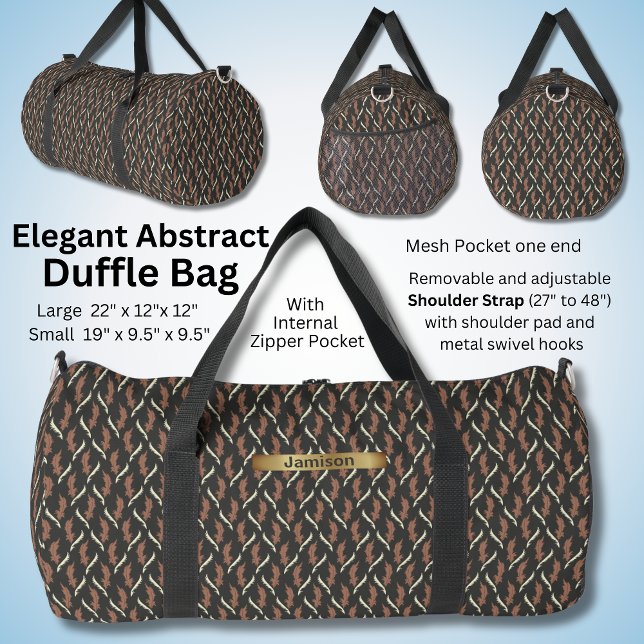Name ändern, moderne braune Creme Abstrakt Duffle Bag (Von Creator hochgeladen)