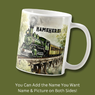 Name ändern - Motor der grünen Dampfbahn auf der B Kaffeetasse