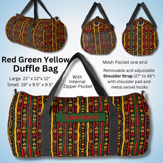 Name ändern, Rot-Grün-Gelb-Schwarz Streifen Duffle Bag (Von Creator hochgeladen)