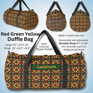 Name ändern, Rot-Grün-Gelb-Schwarze Quadrate Duffle Bag