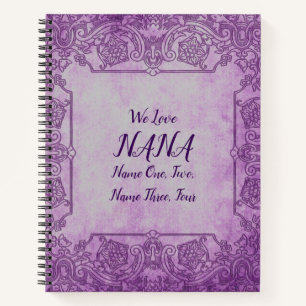 Name ändern Text ändern Mauve Lace Liebe Nana Oma Notizbuch