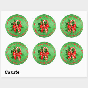 Name ändern Text Red Green Christmas Classic R hi Runder Aufkleber
