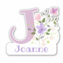 Name & Anfangsbezeichnung mit Blumen-Design-Aufkle