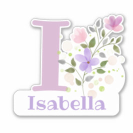 Name & Anfangsbezeichnung mit Blumen-Design-Aufkle Aufkleber