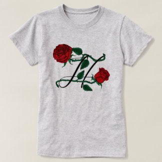 Name Anfangsbuchstabe H Monogramm mit roten Rosen T-Shirt