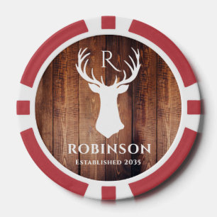 Name Anfangsbuchstaben Monogramm Rustikal Hirschge Pokerchips