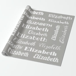 Name-Anfangsmonogramm-graues Weiß-Geschenk Geschenkpapier