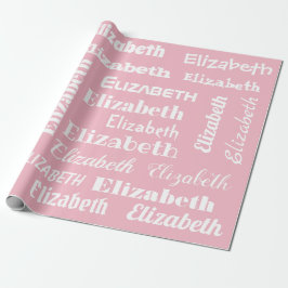 Name-Anfangsmonogramm-Rosa-Weiß-Geschenk Geschenkpapier