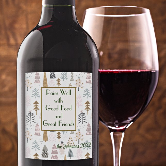 Name-Angebot | Rustikale Winterbäume (6) Weinetikett (Von Creator hochgeladen)