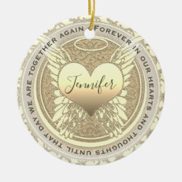 Name Angel Wings und Heart Memorial hinzufügen Keramikornament