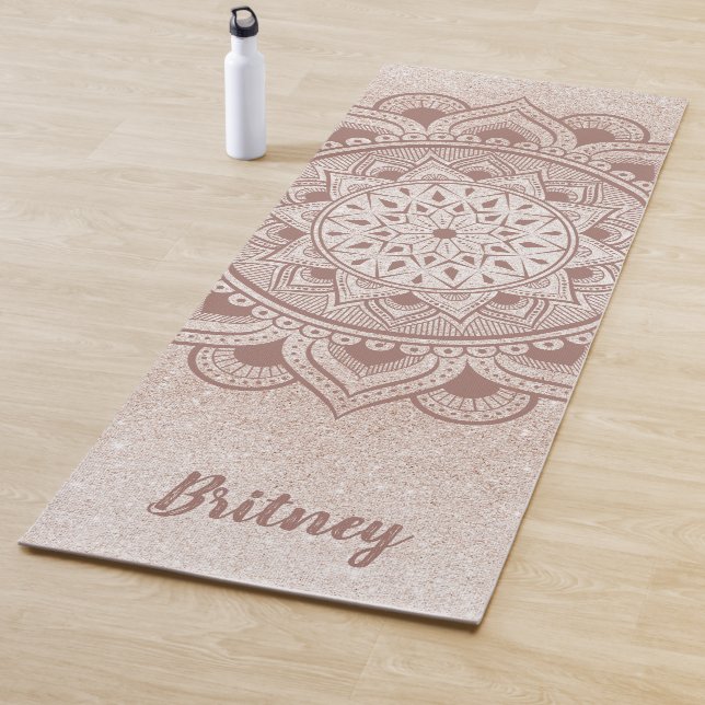Name Angepasste feminine Chic Rose Gold Mandala Yogamatte (Beispiel)