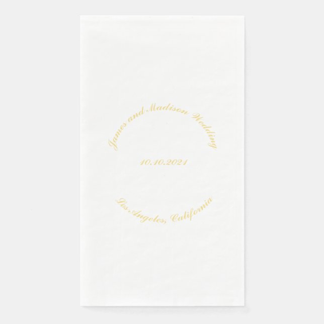 Name anpassen, Datum goldgebogene Buchstaben Hochz Serviette (Vorderseite)