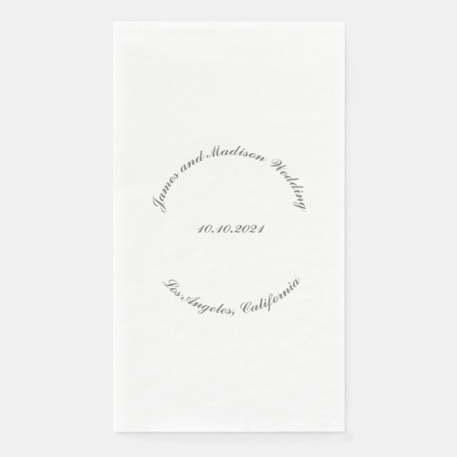 Name anpassen, Datum grau gebogene Buchstaben Hoch Serviette (Vorderseite)