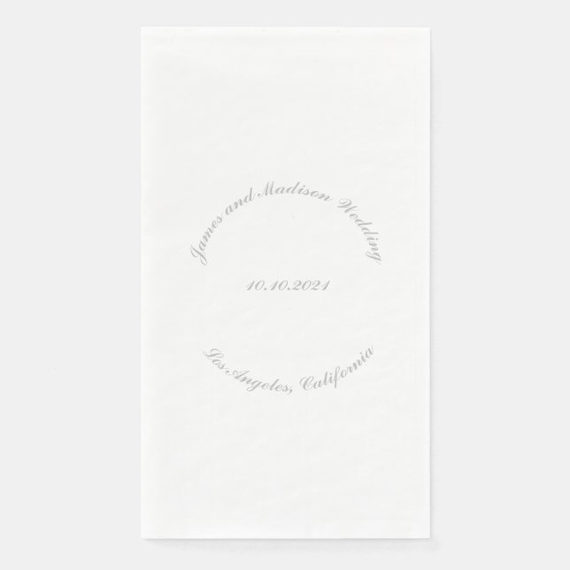 Name anpassen, Datum grau gebogene Buchstaben Hoch Serviette (Vorderseite)