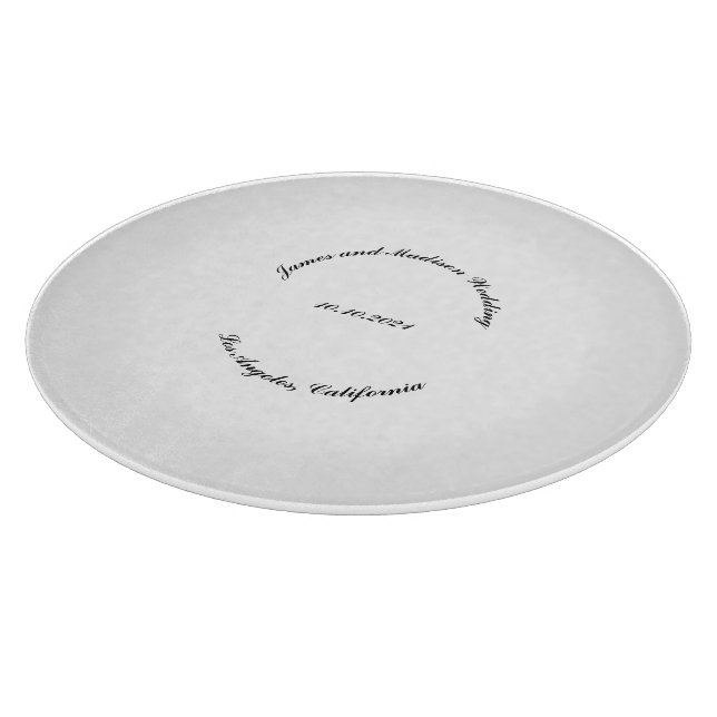 Name anpassen, Datum schwarz gekrümmte Buchstaben  Schneidebrett (Ecke)