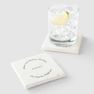 Name anpassen, Datum schwarz gekrümmte Buchstaben  Steinuntersetzer