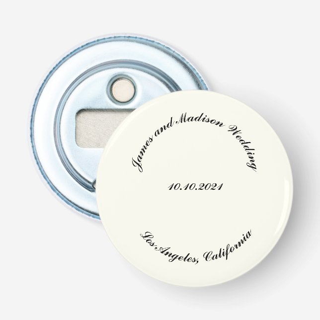 Name anpassen, Datum schwarze Elfenbeinhochzeit Flaschenöffner (Vorderseite)