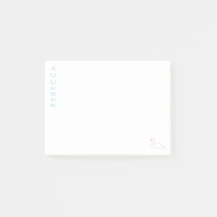 Name anpassen Hellblau, Schwan Hellrosa, Version 2 Post-it Klebezettel