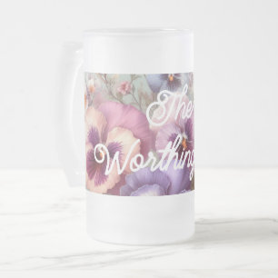 Name Aquarell Antike Stiefmütterchen Blumen Pastel Mattglas Bierglas