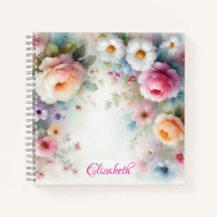 Name Aquarell Wasserfarbe Blumen Vorlage Bunt Notizbuch