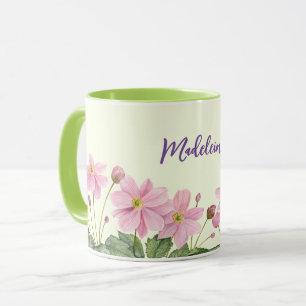 Name Aquarellfarbe Rosa Japanische AnemonIllustrat Tasse