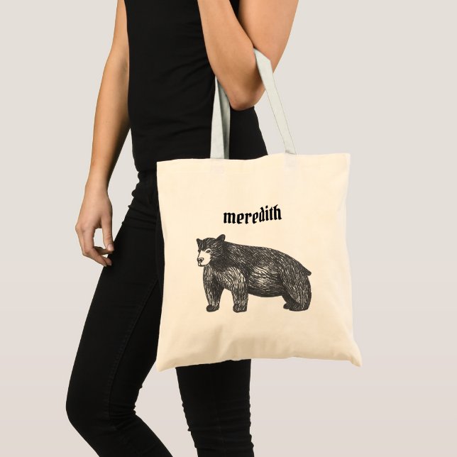 Name Artistic Rustic Black Bear Tote Bag Tragetasche (Vorderseite (Produkt))