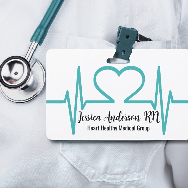 Name Ärzteschaft Ausweis (Heart Beat Health Doctor Office Nurse Medical Name Badge)