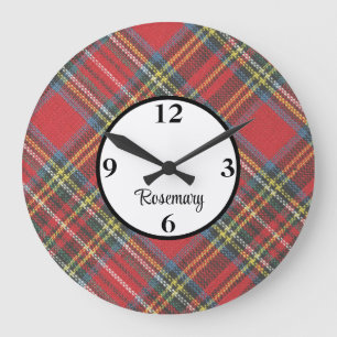 Name auf 10-in Scottish Tartan Gerahmt Acrylic Große Wanduhr