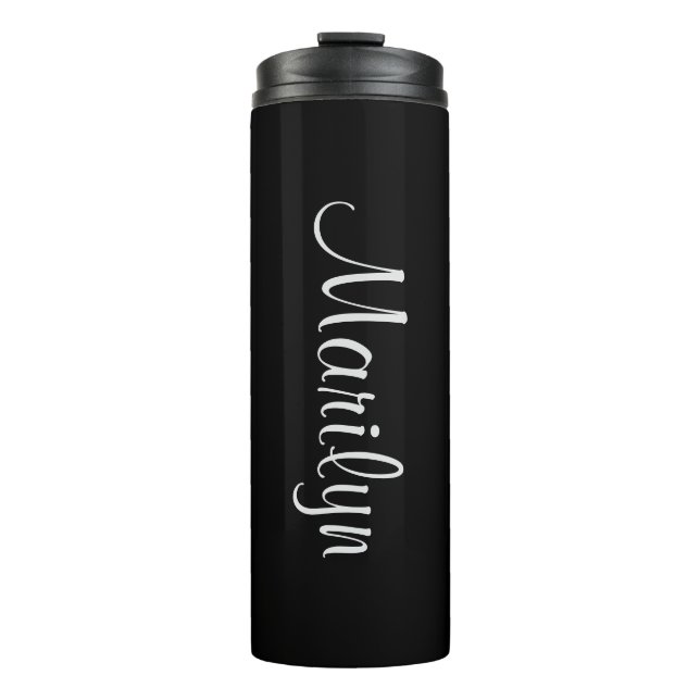 Name auf Basis-Schwarz-Matching-Design 12oz Thermosbecher (Vorderseite)