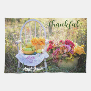 Name auf Bunter Farbiger Herbst dankbar 16x24 Geschirrtuch