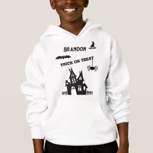 Name auf dekoriertem Kinder-Halloween-Pullover Hoo Hoodie