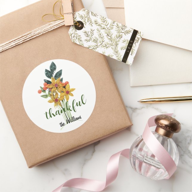 Name auf den Blume des Herbstes 3 Zoll dankbar Runder Aufkleber (Schenken)