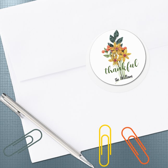Name auf den Blume des Herbstes 3 Zoll dankbar Runder Aufkleber (Von Creator hochgeladen)