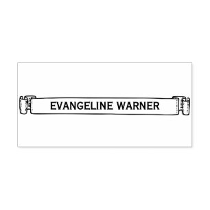 Name auf einem dünnen Scroll Ribbon-Banner Permastempel