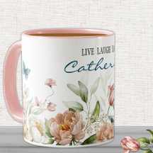 Name auf Elegant Watercolor Floral 11oz Combo