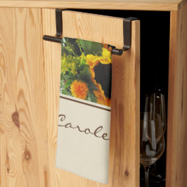 Name auf Farbige große Sonnenblumen Print 16x24 Geschirrtuch