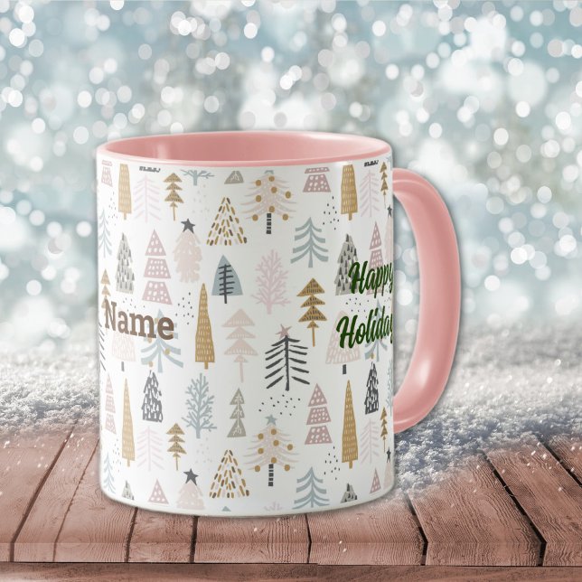 Name auf Happy Holidays Winter Trees 11oz. Combo Tasse (Von Creator hochgeladen)