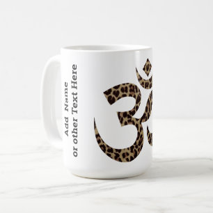 Name auf Leopardendruck Om-Symbol 15oz Kaffeetasse