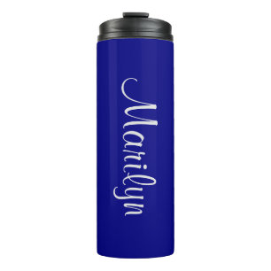 Name auf Navy Blue Matching Design 12oz Thermosbecher
