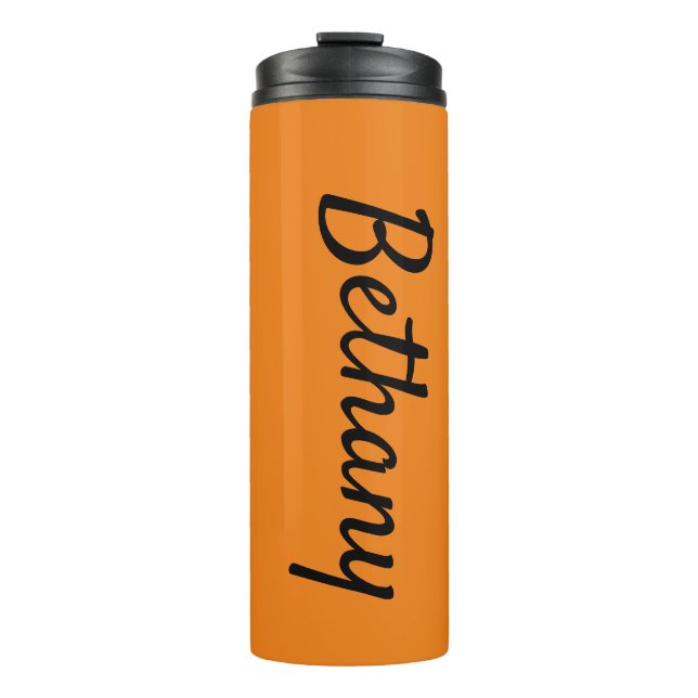 Name auf Orange Matching Design 12oz Thermosbecher (Vorderseite)