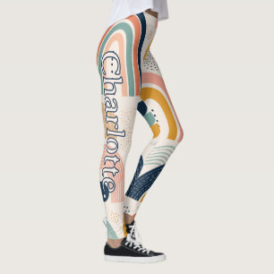 Name auf pastellfarbenem Prisma-Bogen-Abstraktmust Leggings