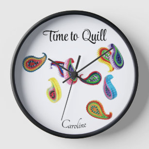 Name auf "Time to Quill", Paisley 10-Zoll-Round Uhr