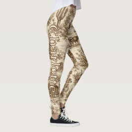 Name auf Vintage Western Desert Toile-Muster Leggings