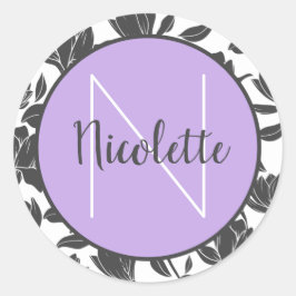 Name Aufkleber Floral Tulip Blume Pastell Lila