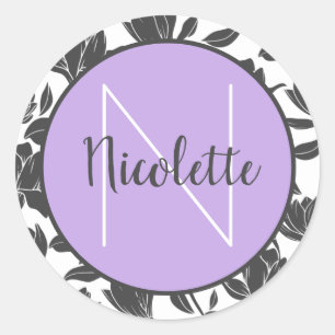 Name Aufkleber Floral Tulip Blume Pastell Lila