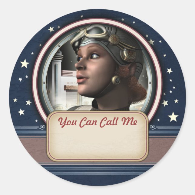 Name-Aufkleber für das Retro-Space-Pilotprogramm Runder Aufkleber (Vorderseite)